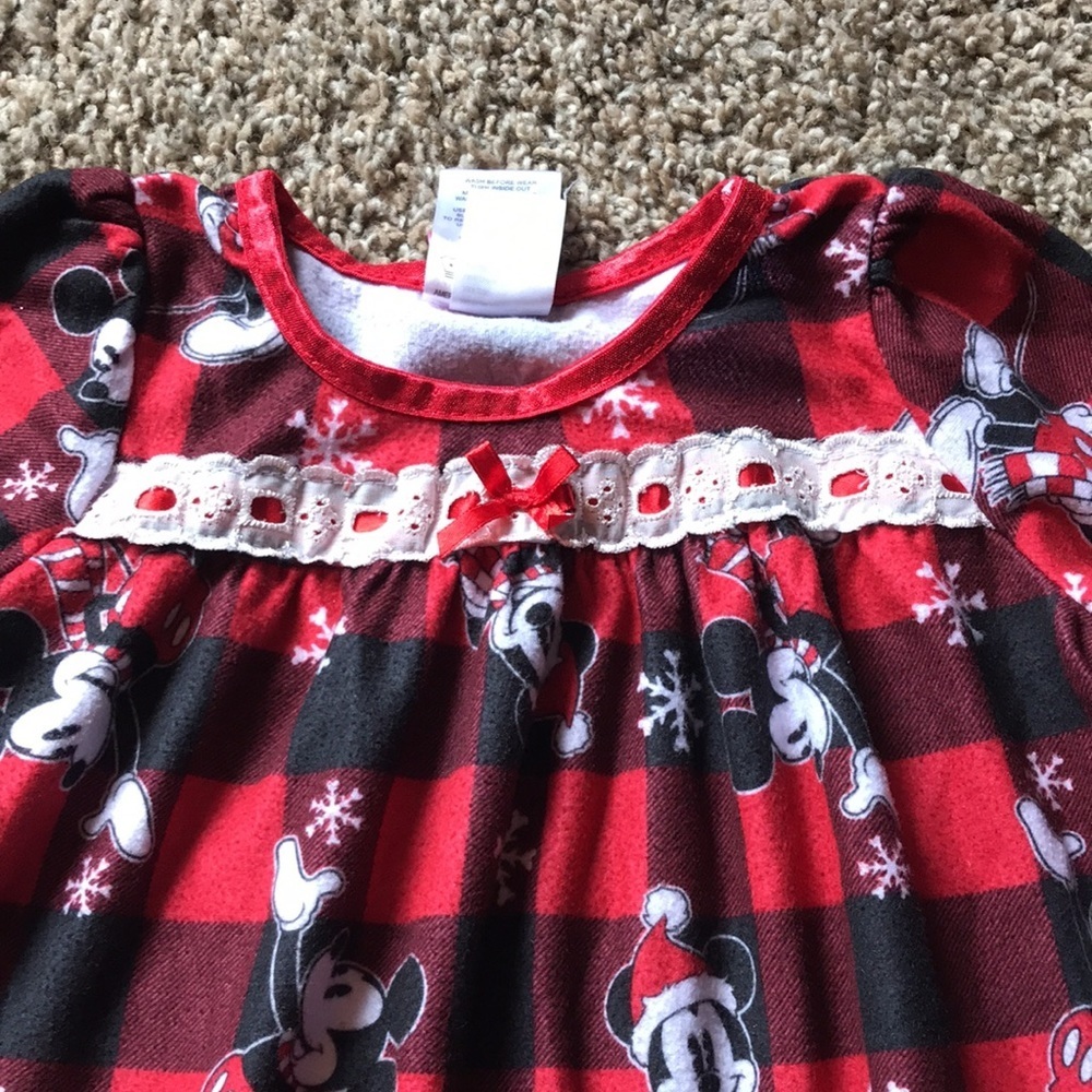 Disney Red Black Plaid Mickey Mouse Pjs Nightgown - Picture 3 of 5